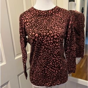 JCrew pink Leopard Merino wool sweater